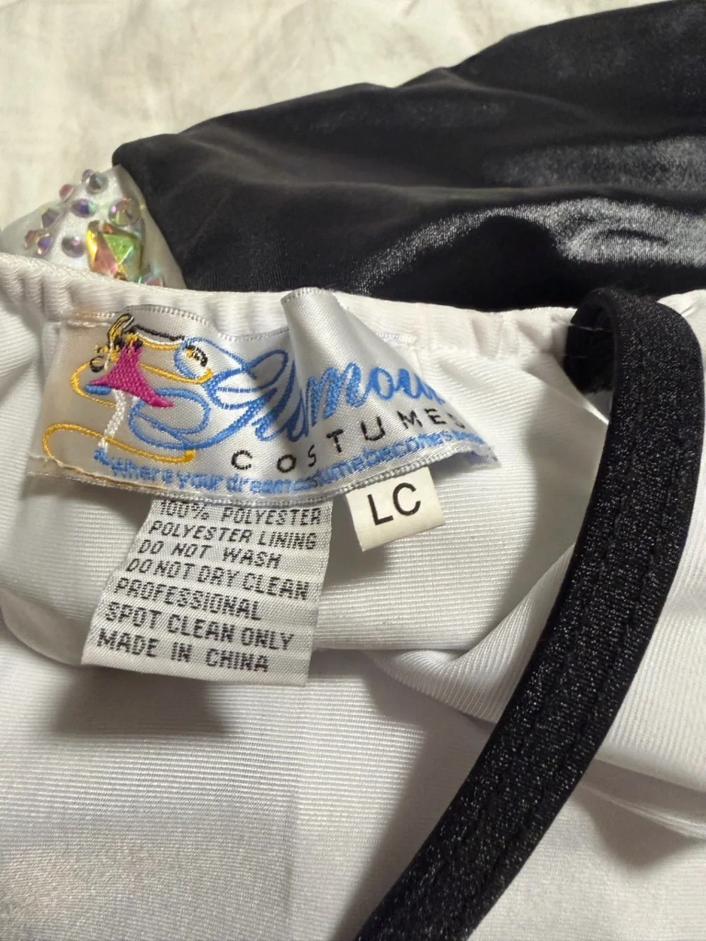 Glamour dance costume solo black white tux suit menswear leotard LC-large child